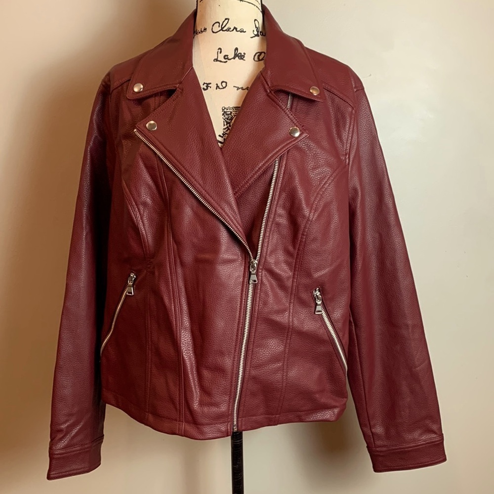 EXPRESS Burgundy Wine Moto Jacket NEW! - Picture 2 of 8